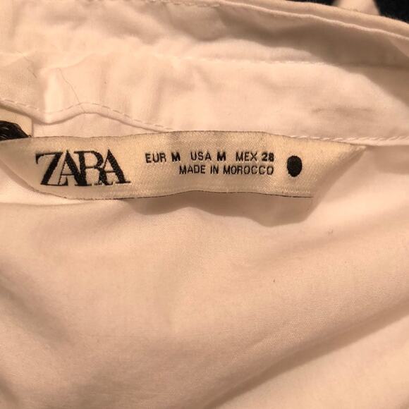 Zara ruffle collar top white SAM 845 button shirt long sleeve Academia retro - Picture 11 of 15